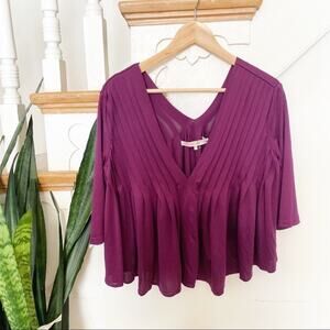 3.1 Phillip Lim pleated v-neck purple blouse sz XS